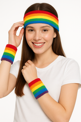Rainbow Headband & Wristband Set for Pride